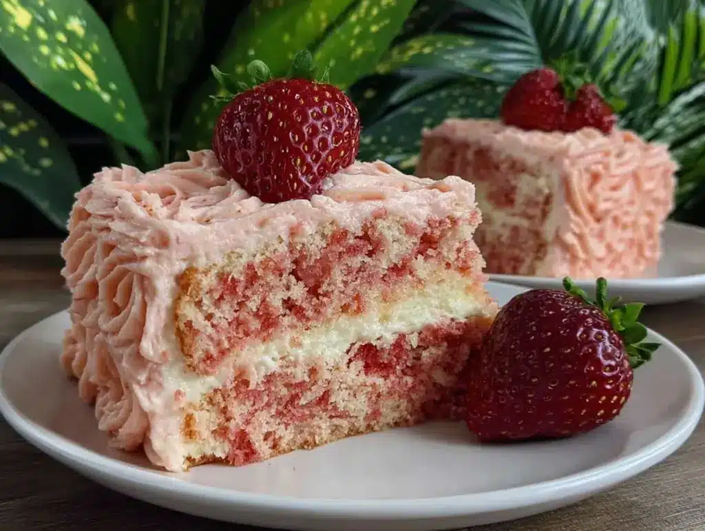 fluffy strawberry cake - featured image