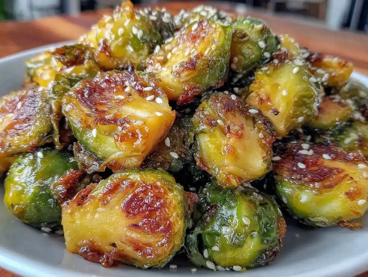 honey garlic roasted Brussels sprouts preparation steps