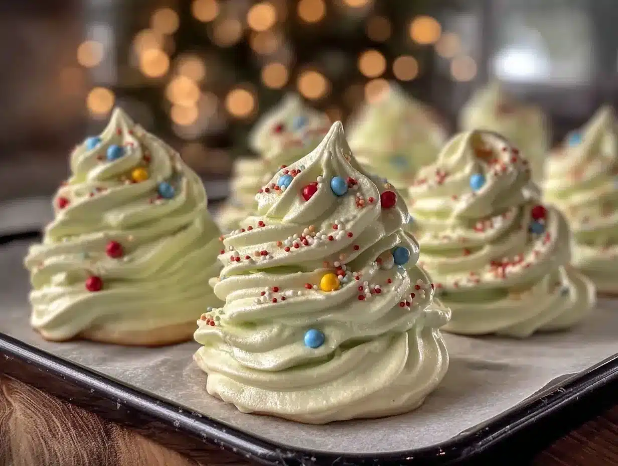 meringue Christmas trees preparation steps