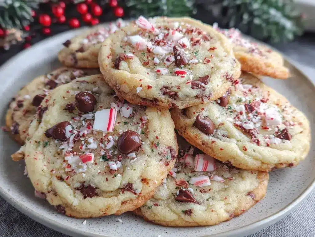 peppermint chocolate chip cookies - featured image