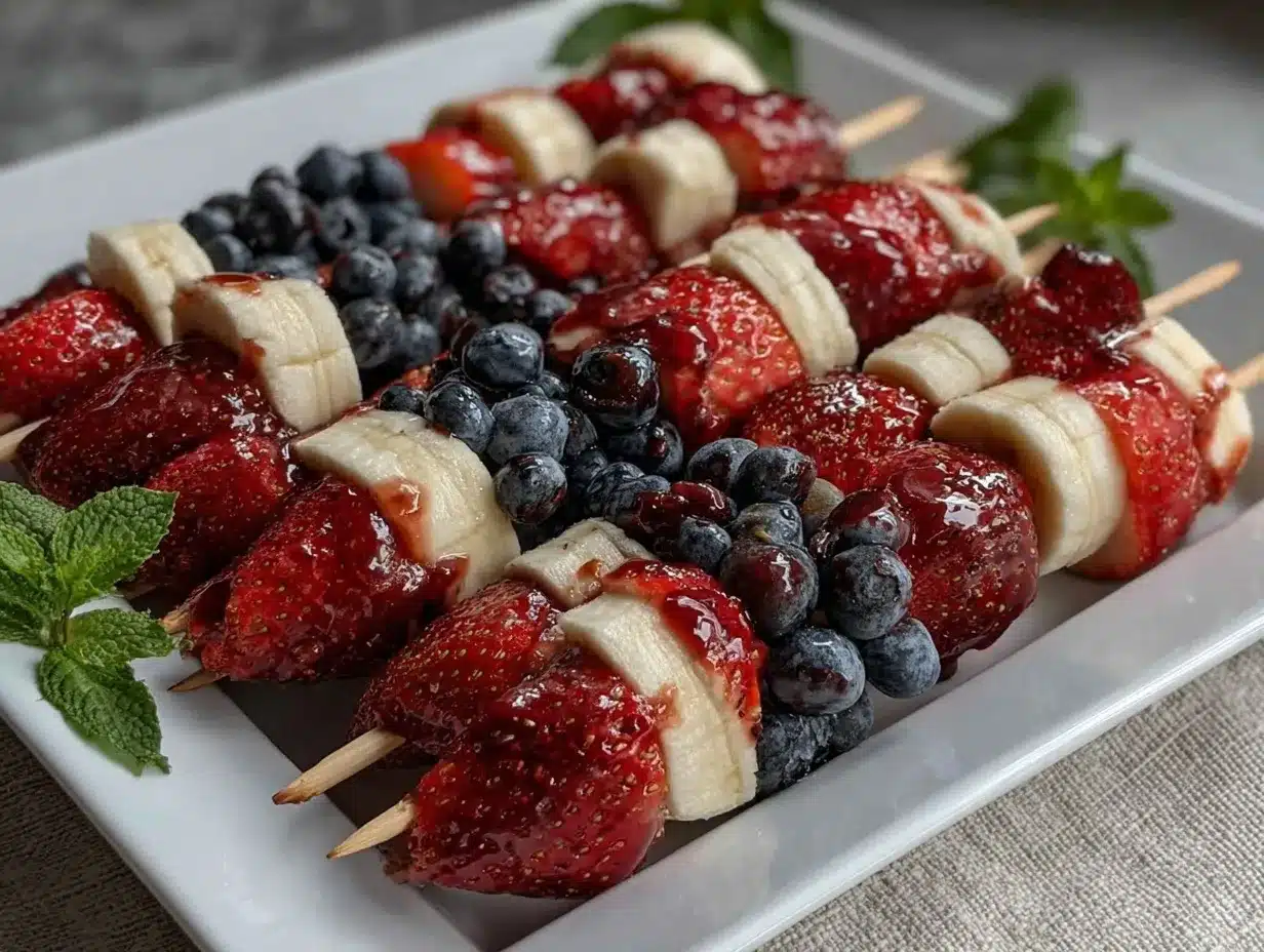 American Flag Fruit Kabobs preparation steps