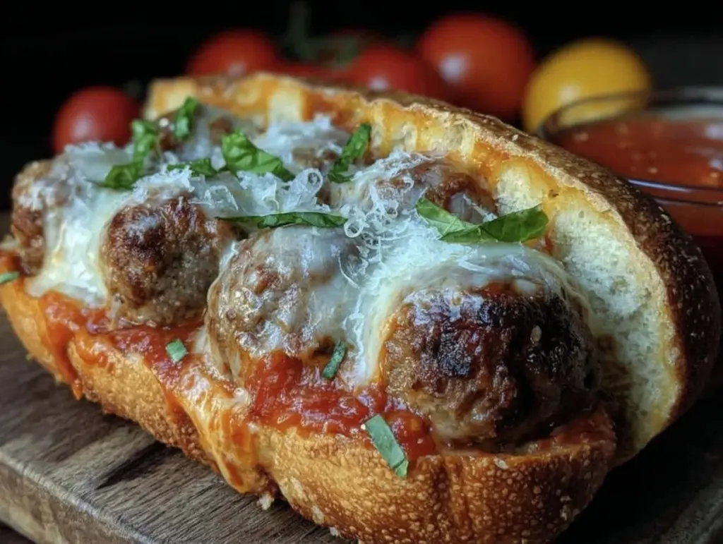 cheesy meatball sub - featured image