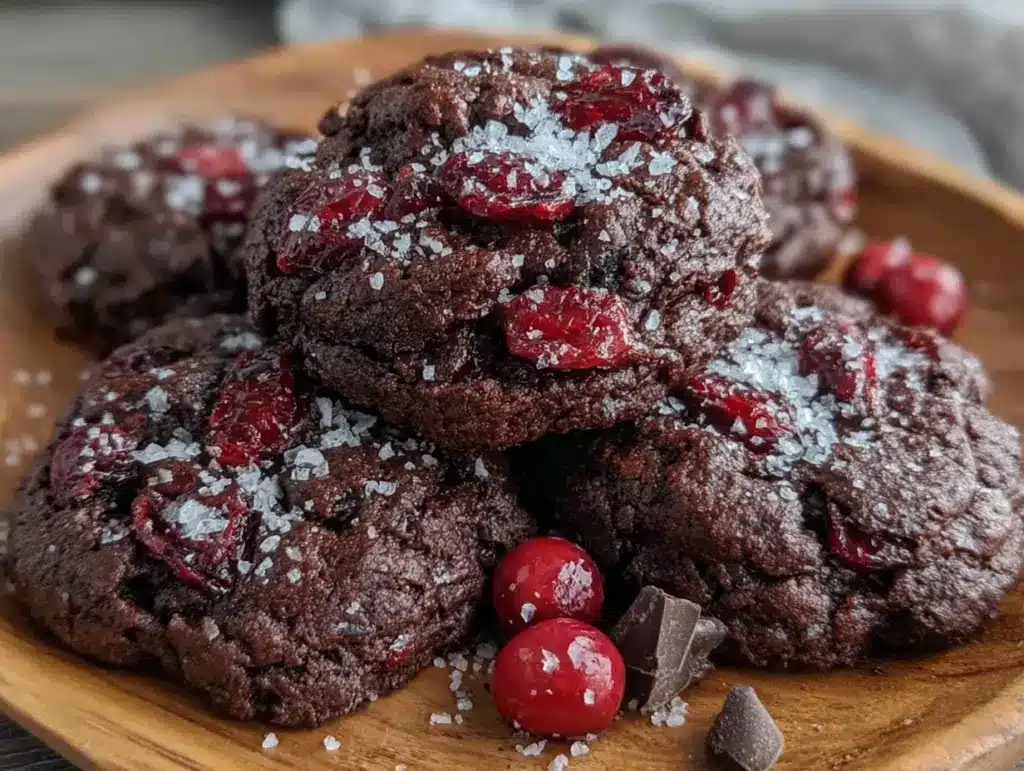 chewy chocolate cherry cookies - featured image