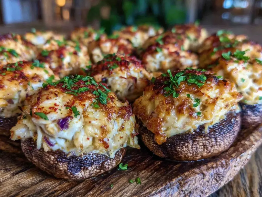 crab-stuffed mushrooms - featured image