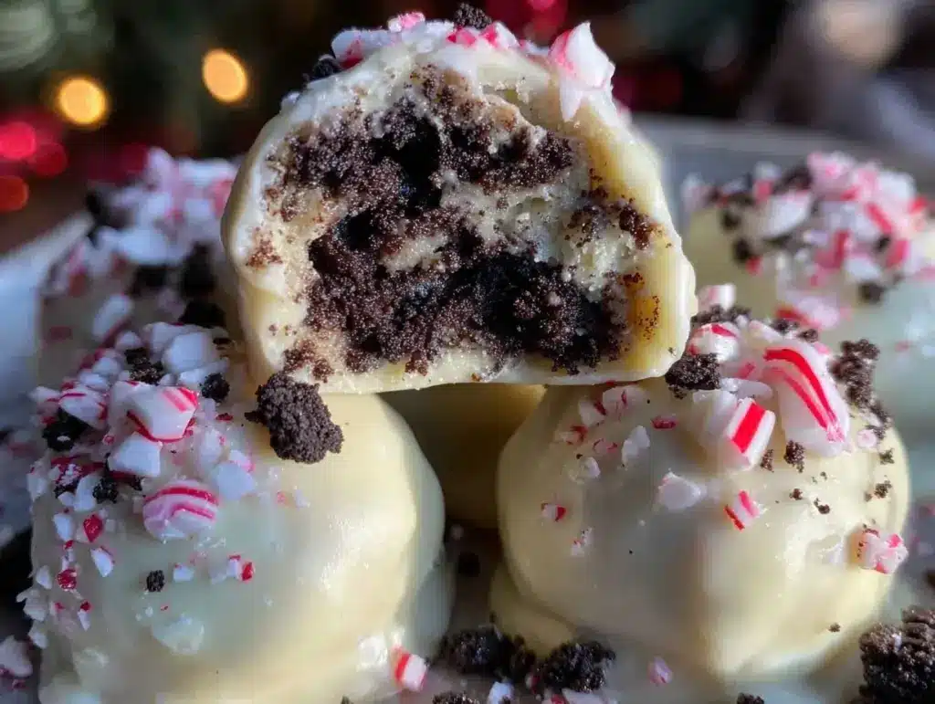 creamy peppermint Oreo balls - featured image