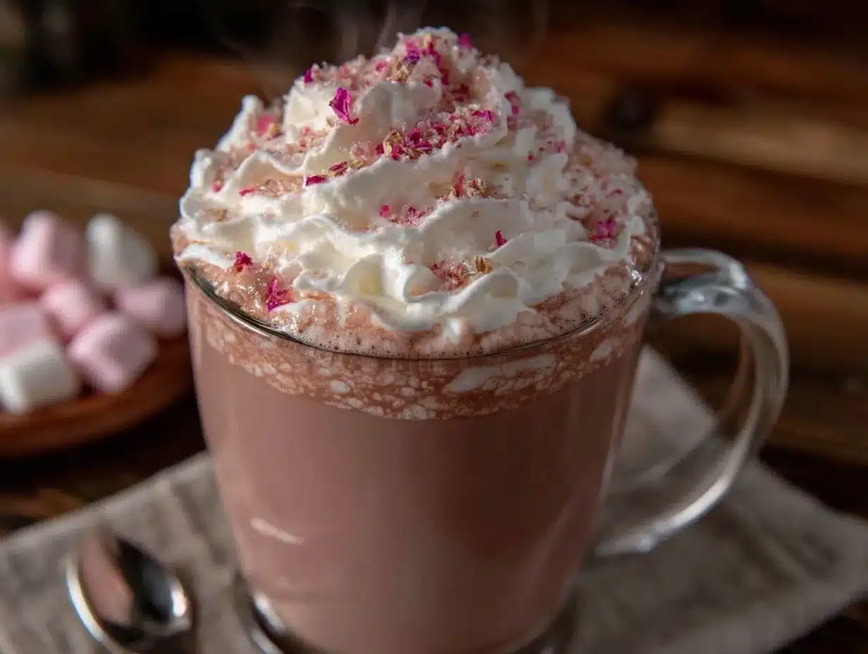 creamy pink hot chocolate preparation steps