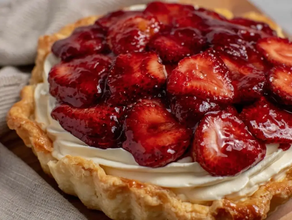 creamy strawberry cream pie - featured image