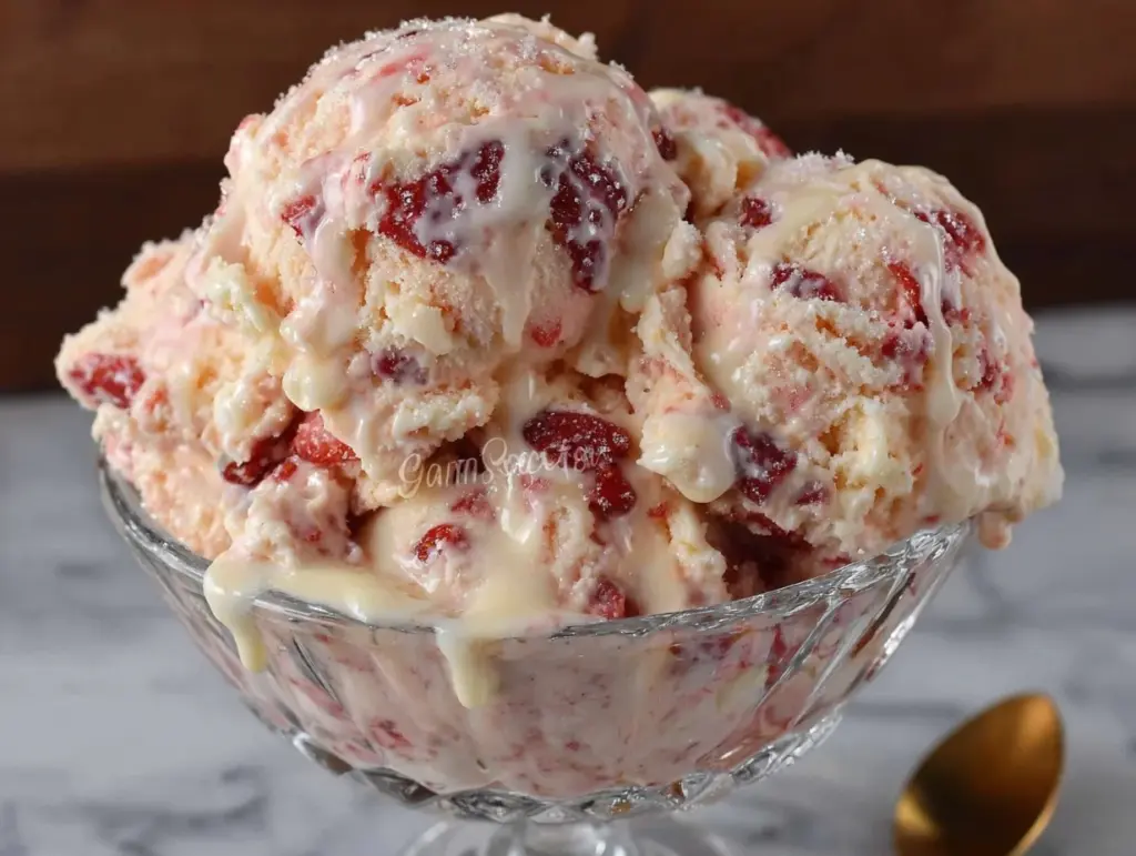 creamy strawberry ice cream recipe - featured image