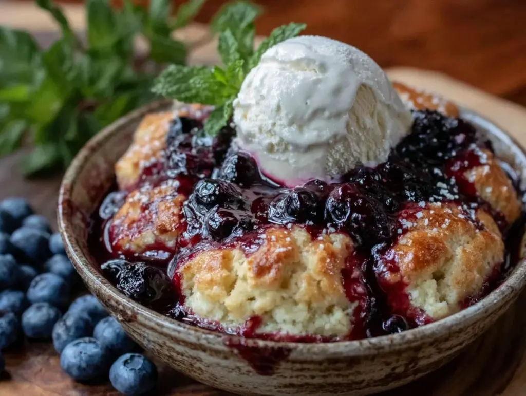 crispy blueberry cobbler - featured image