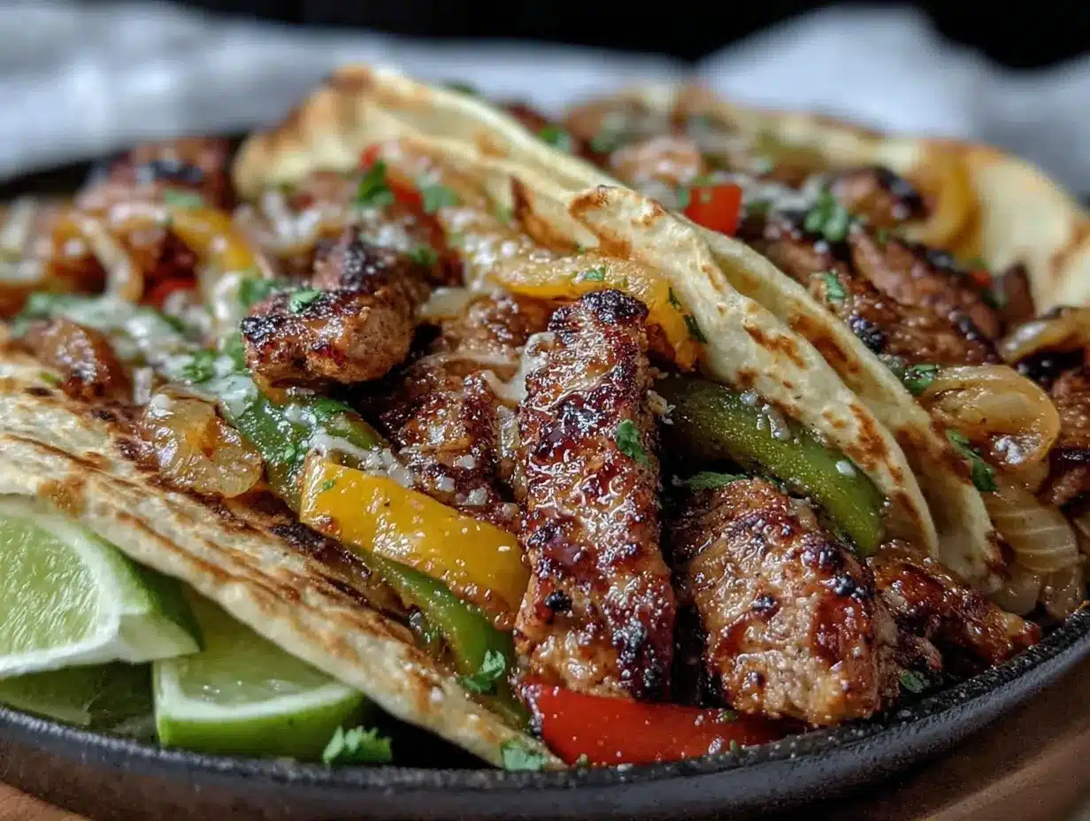 easy sizzling chicken and beef fajitas preparation steps