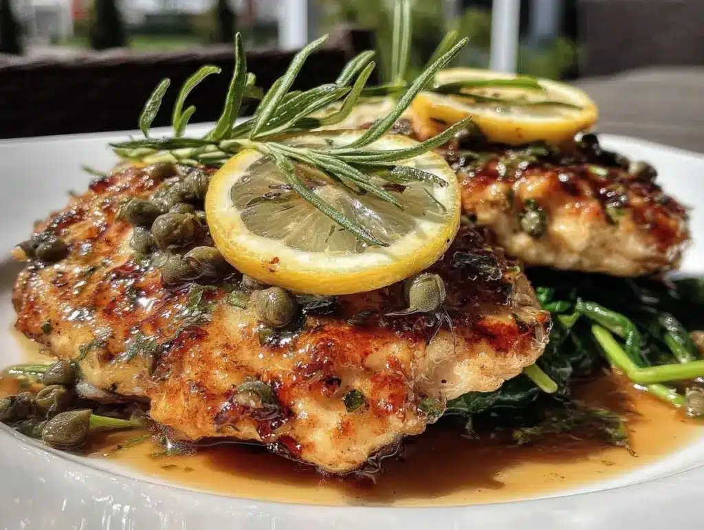 easy zesty chicken piccata for two - featured image