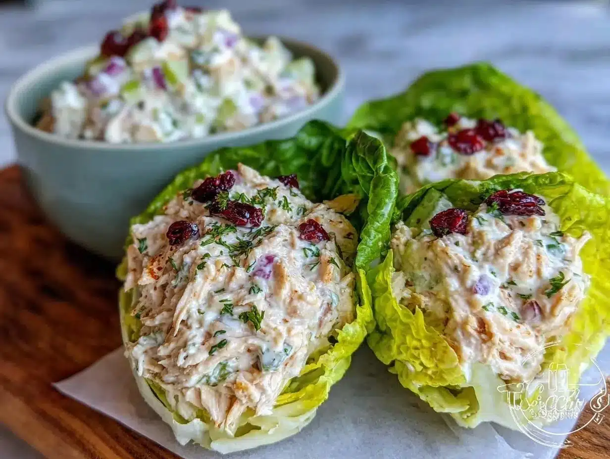 Greek Yogurt Chicken Salad Lettuce Wraps preparation steps