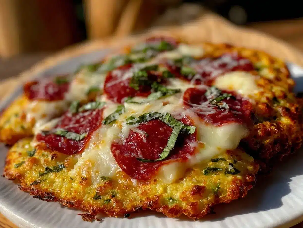 keto cauliflower crust pepperoni pizza preparation steps
