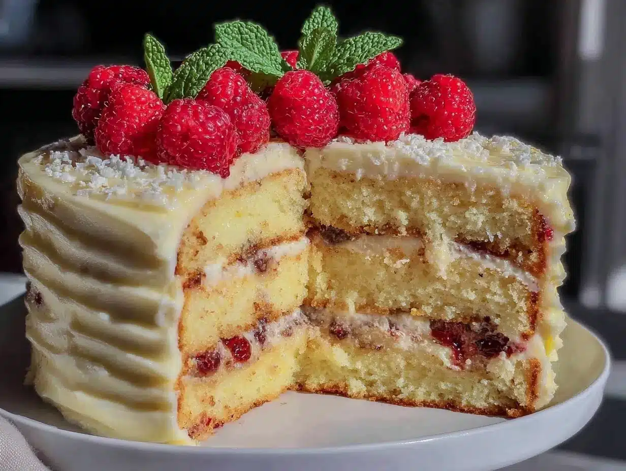moist layer cake with raspberry jam preparation steps