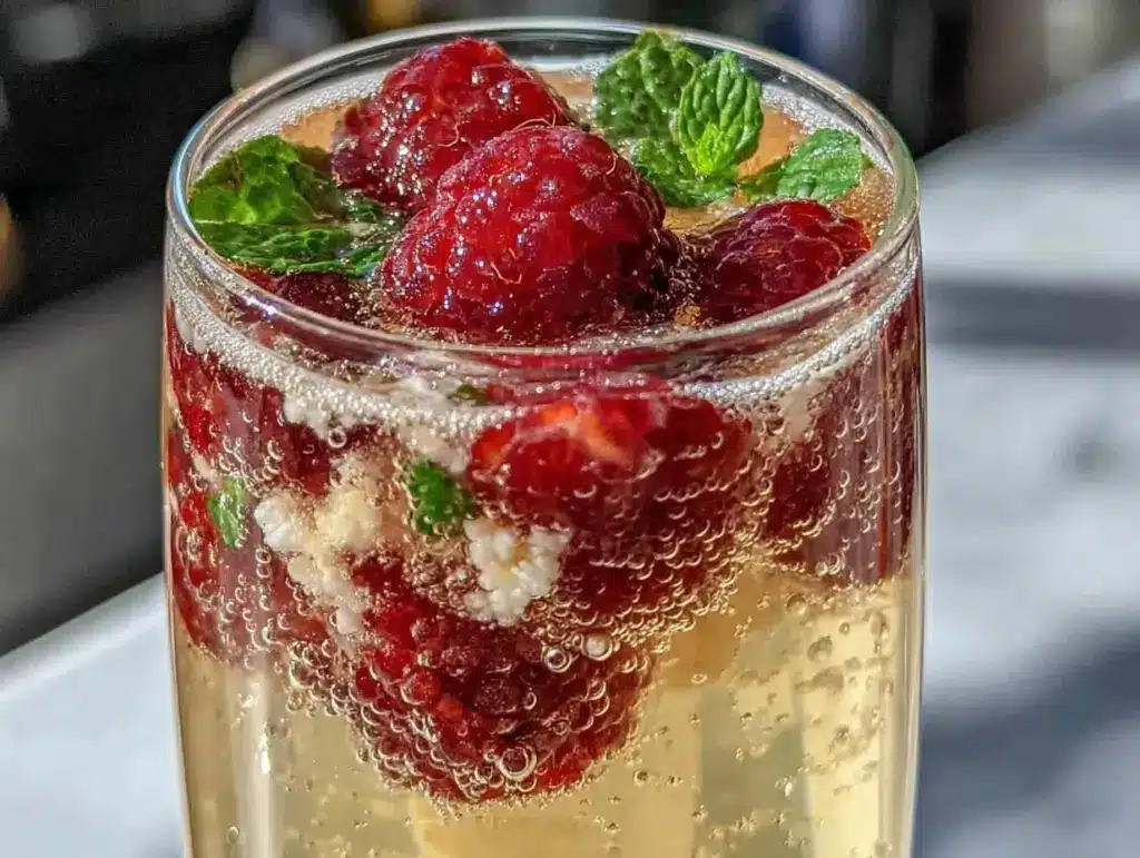 raspberry champagne cocktail - featured image