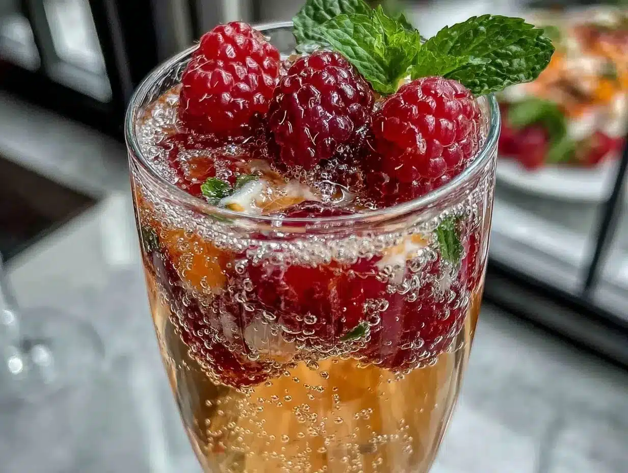 raspberry champagne cocktail preparation steps