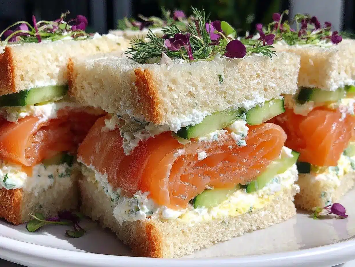 smoked salmon cucumber tea sandwiches preparation steps