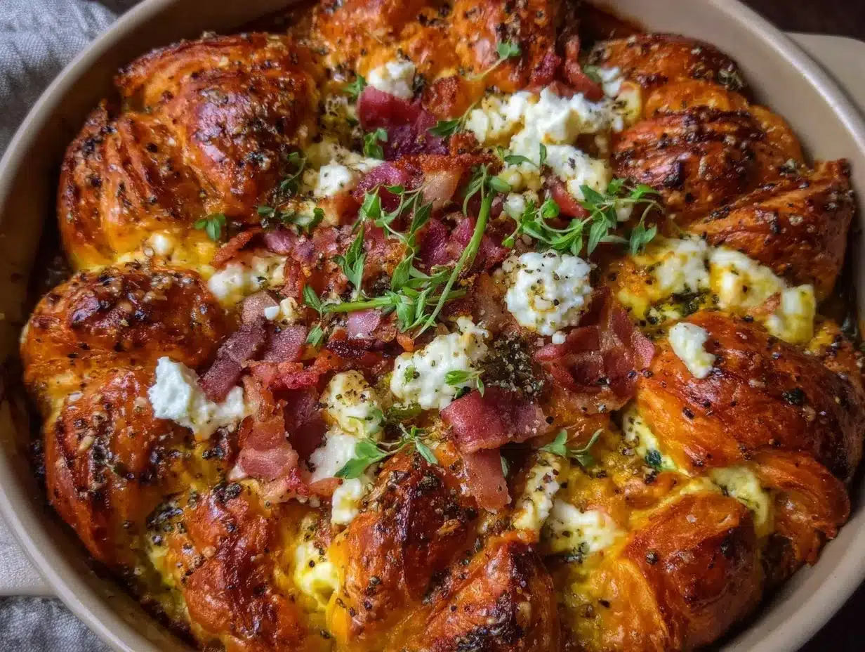 spinach and feta croissant bake preparation steps