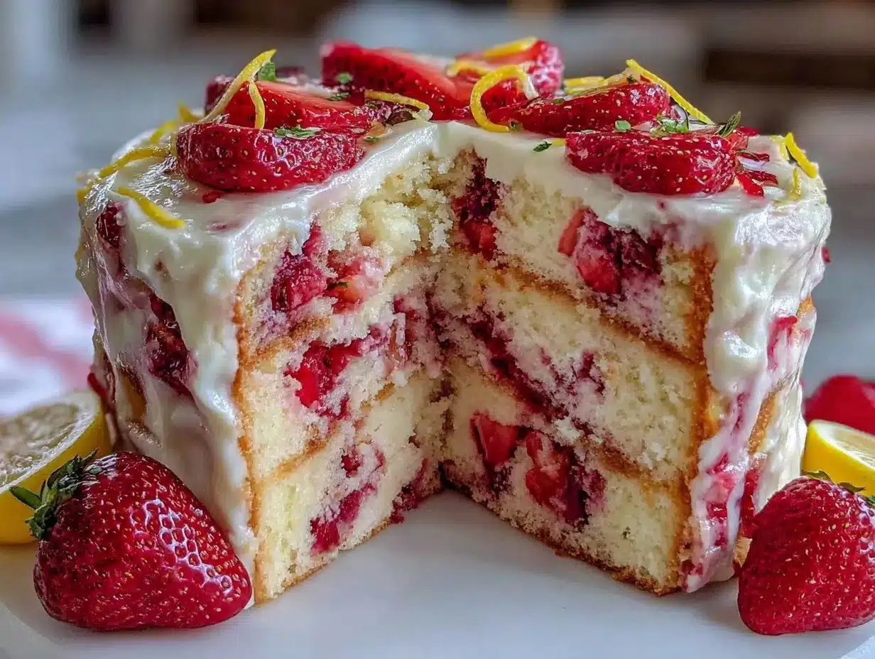 Strawberry Lemonade Layer Cake preparation steps