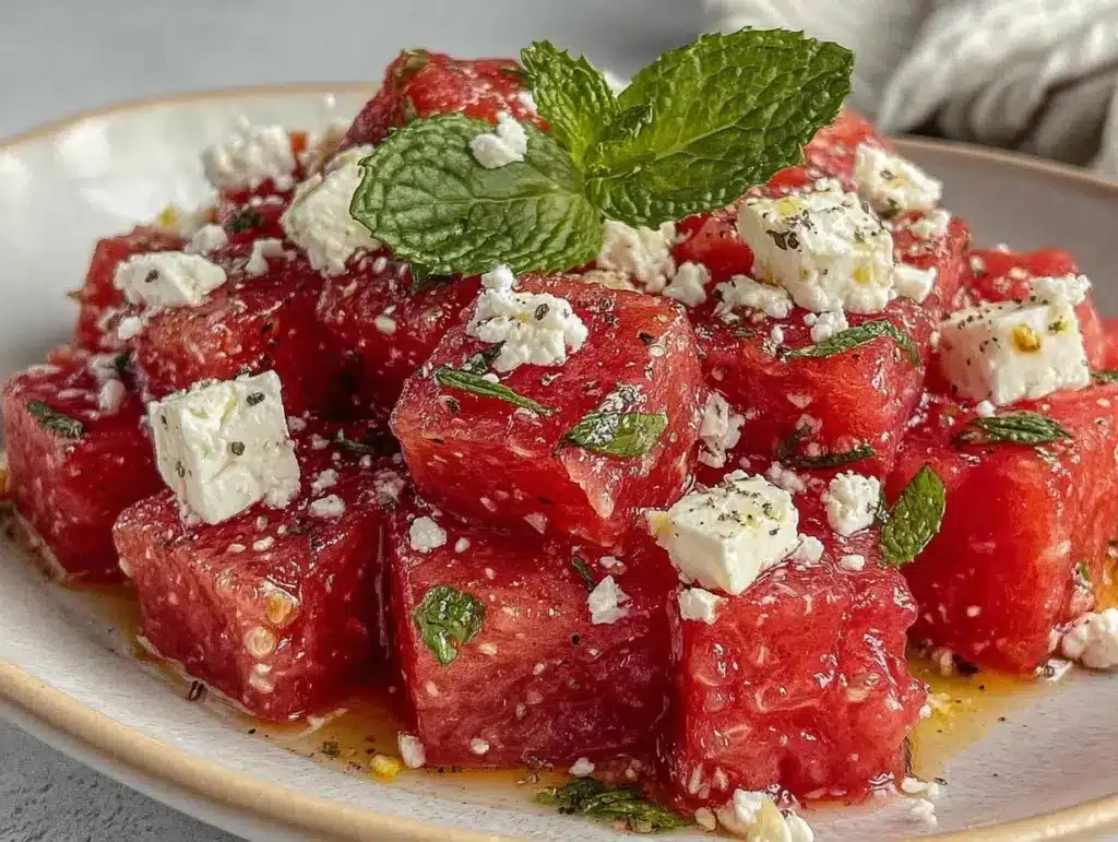 watermelon feta mint salad - featured image