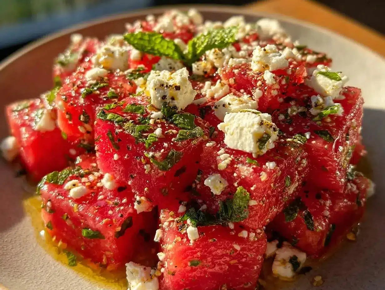 watermelon feta mint salad preparation steps