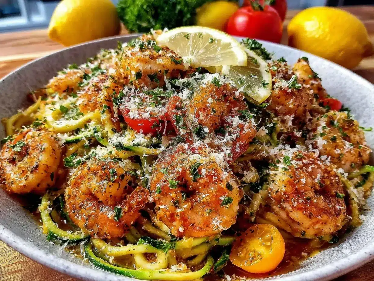 zucchini noodle shrimp scampi preparation steps