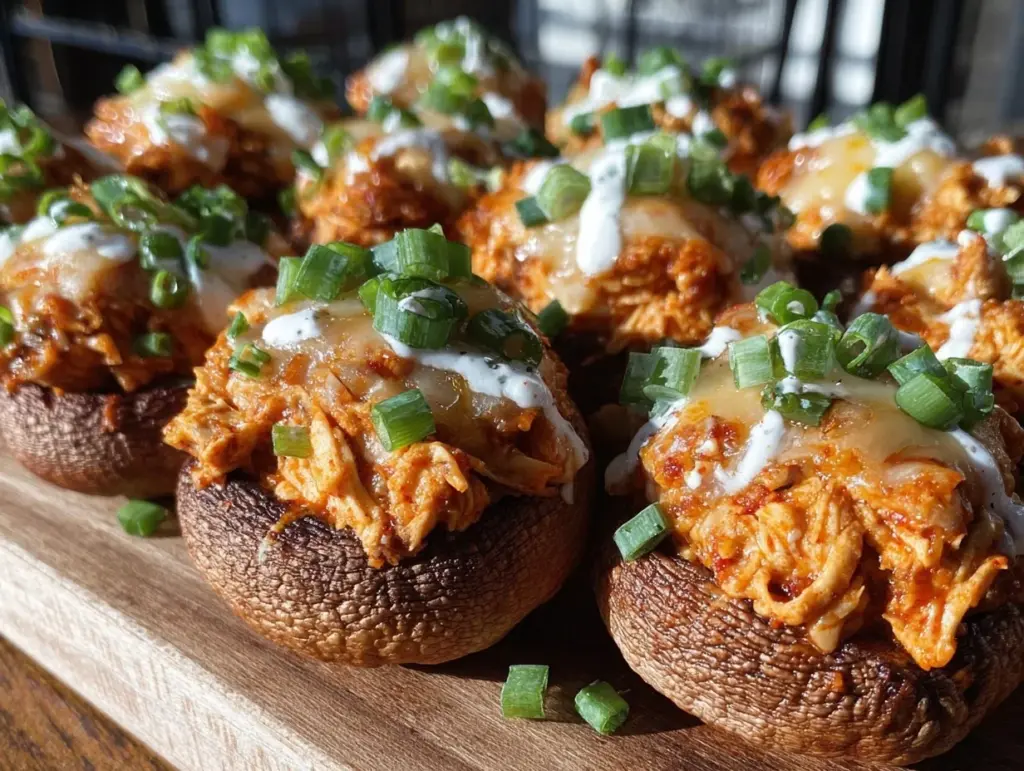 buffalo chicken stuffed mushrooms - featured image