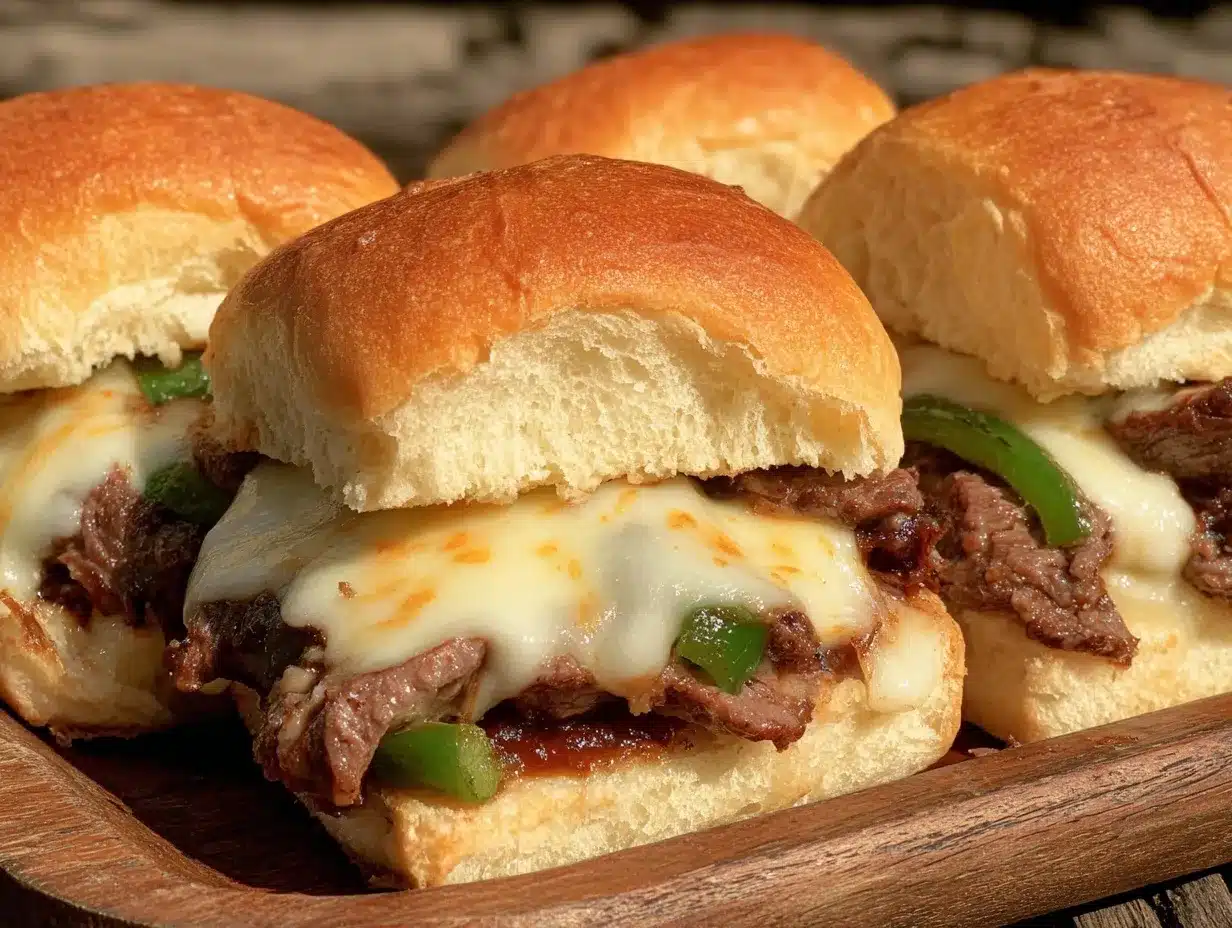 cheesy mini philly cheesesteak sliders preparation steps