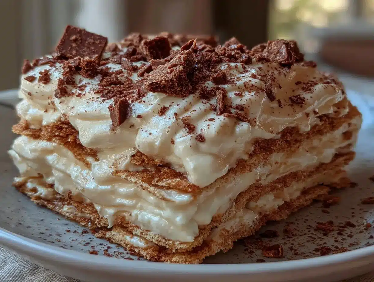 creamy icebox cake with graham crackers preparation steps