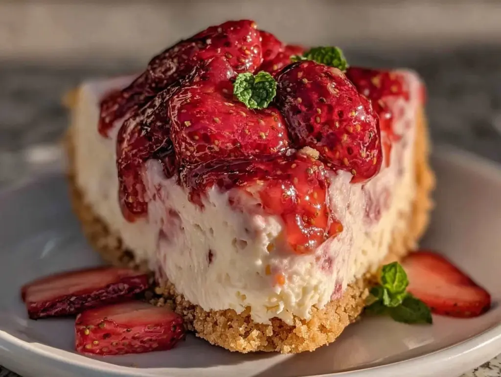 creamy no-bake strawberry cheesecake delight - featured image