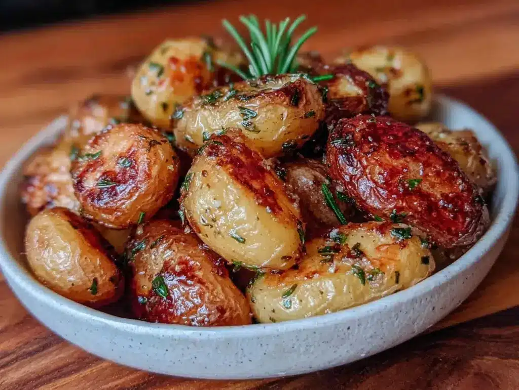 crispy rosemary roasted fingerling potatoes - featured image
