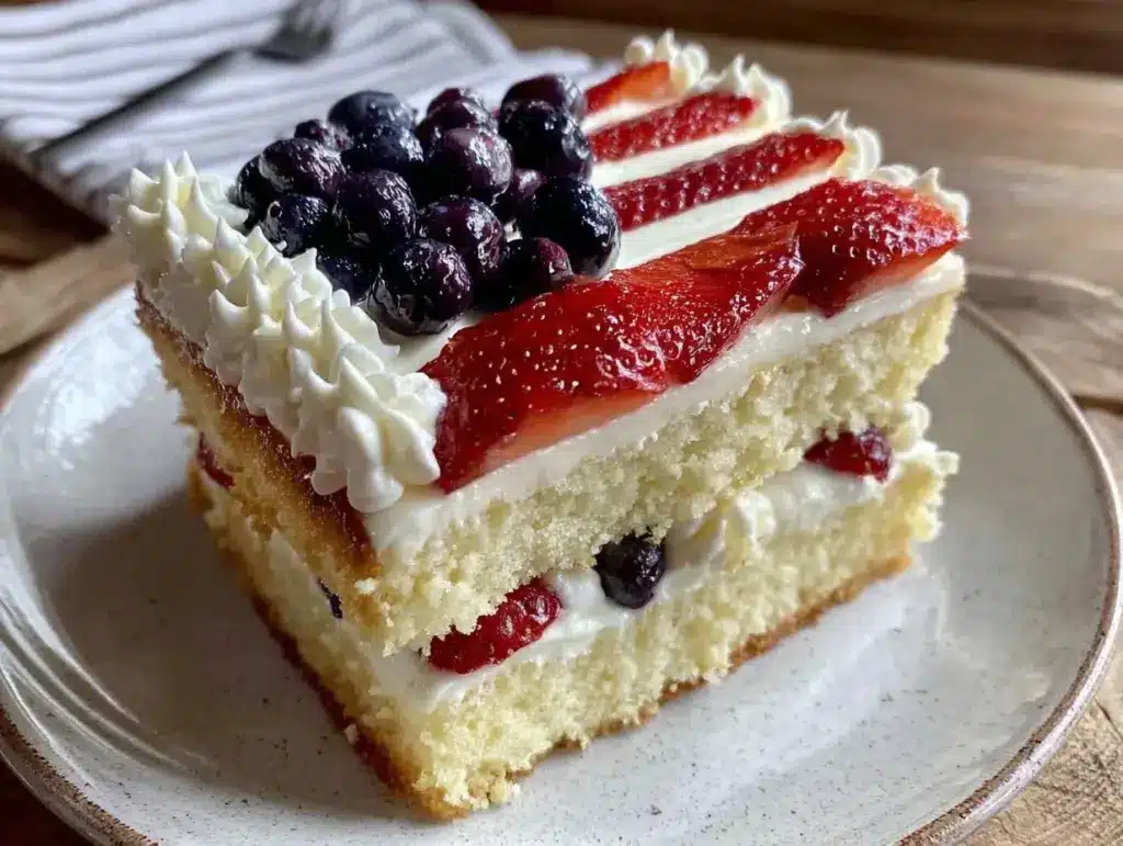 easy patriotic flag cake - featured image