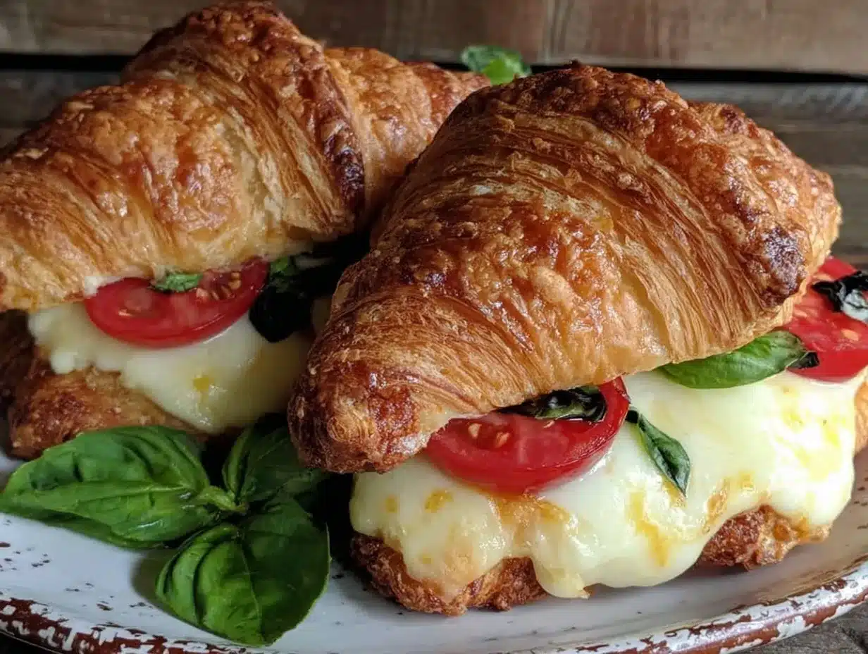 Flaky Caprese Stuffed Croissants preparation steps