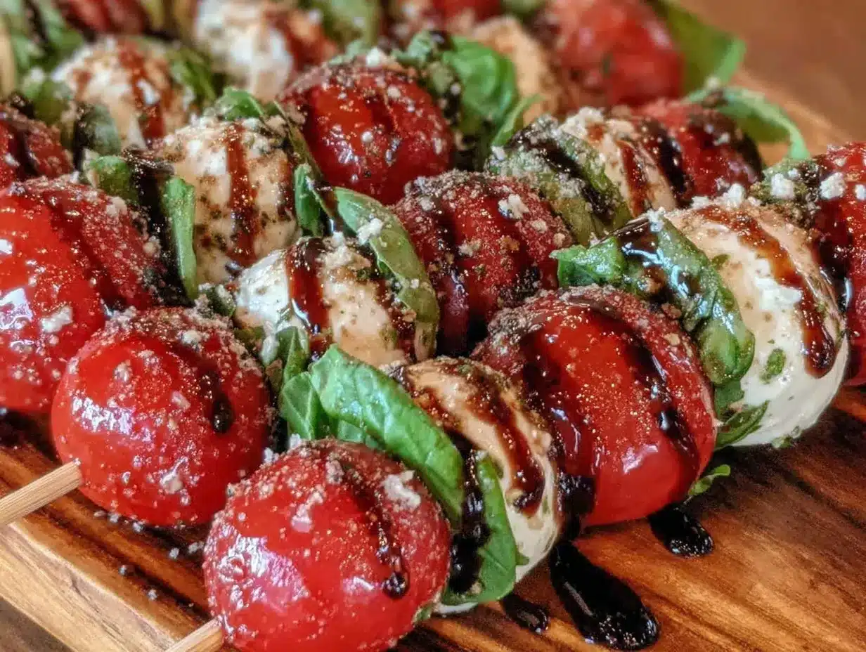 fresh Caprese skewers preparation steps