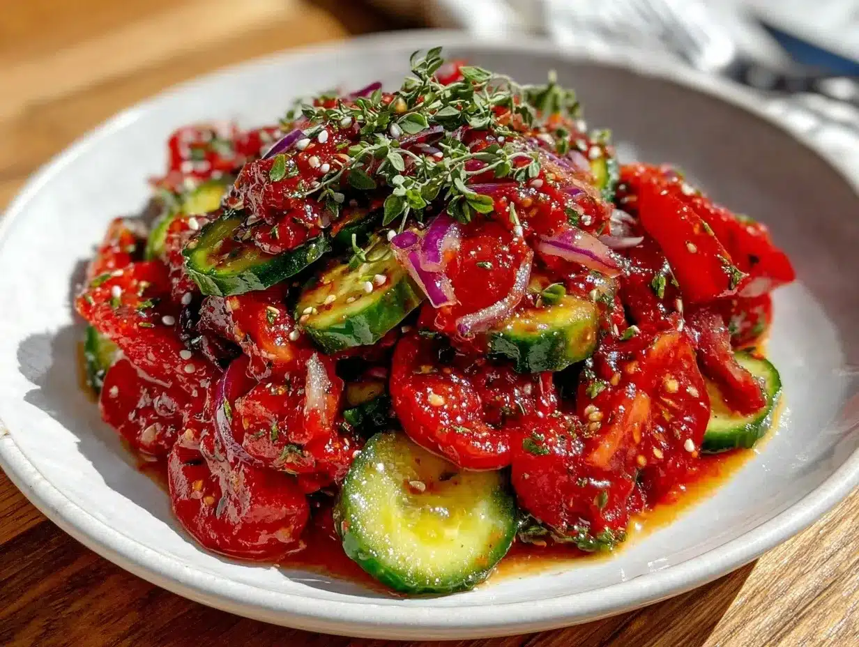 fresh cucumber tomato salad preparation steps