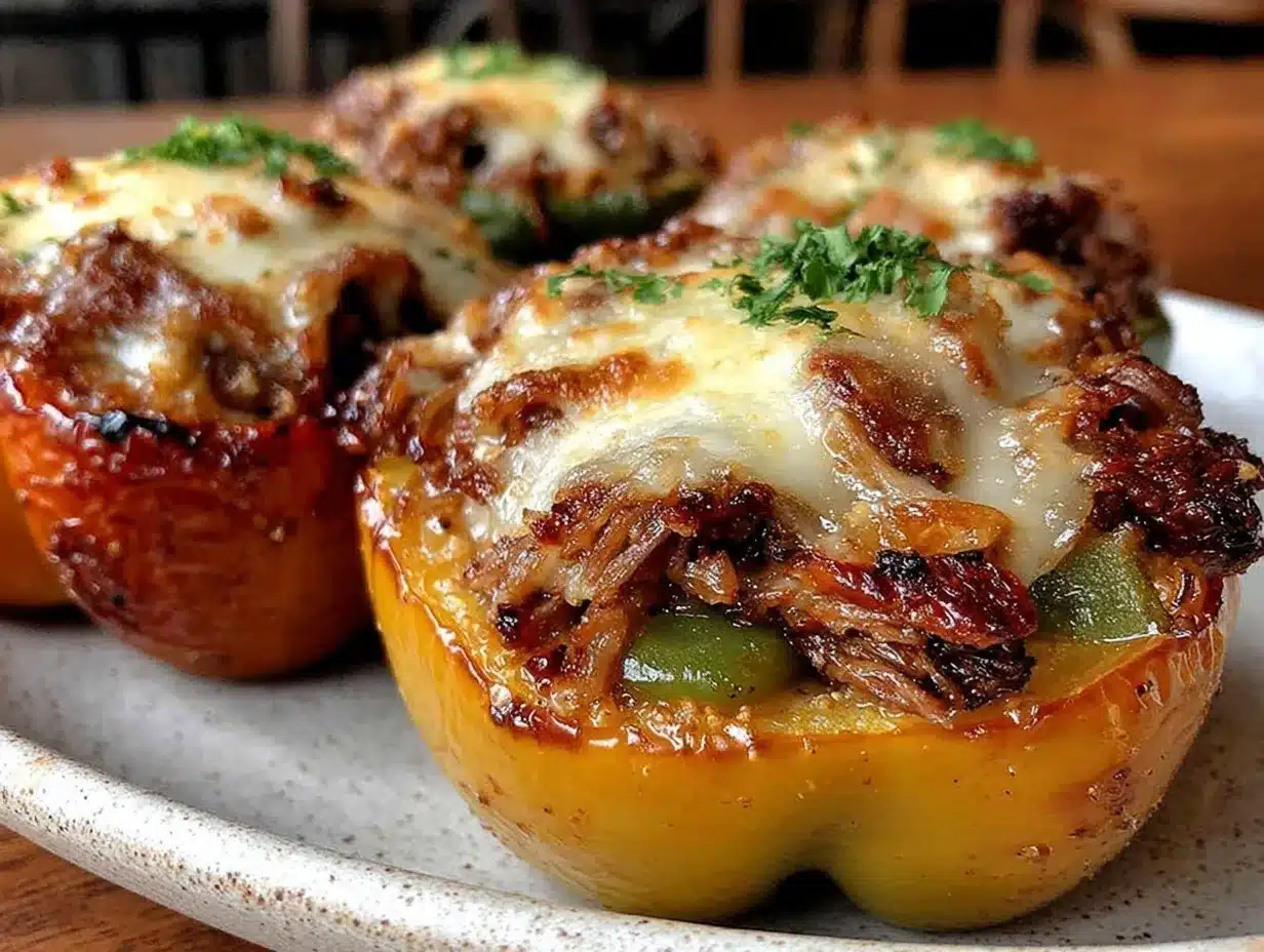 Philly Cheesesteak Stuffed Peppers preparation steps