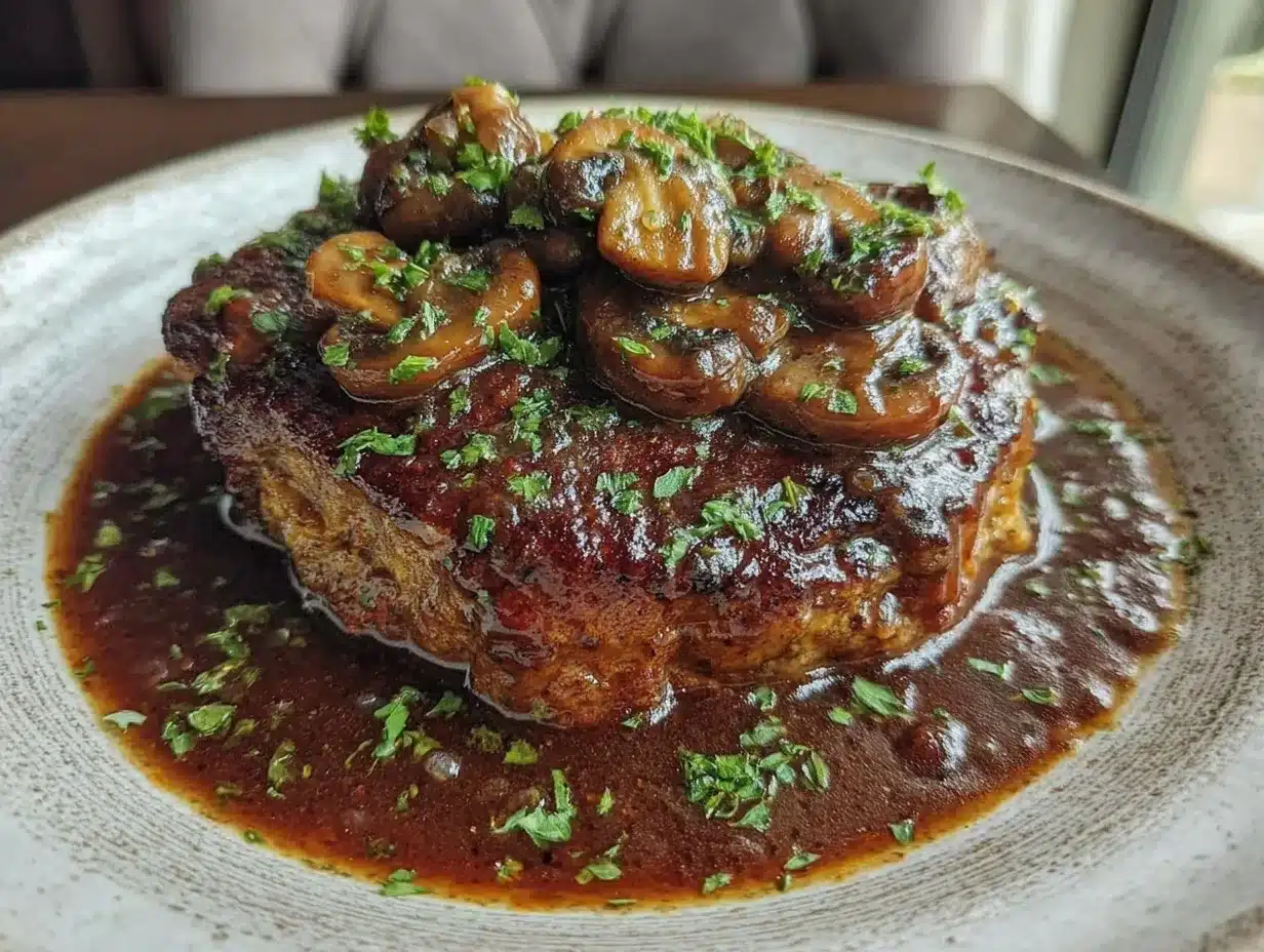 Salisbury steak with creamy mushroom gravy preparation steps