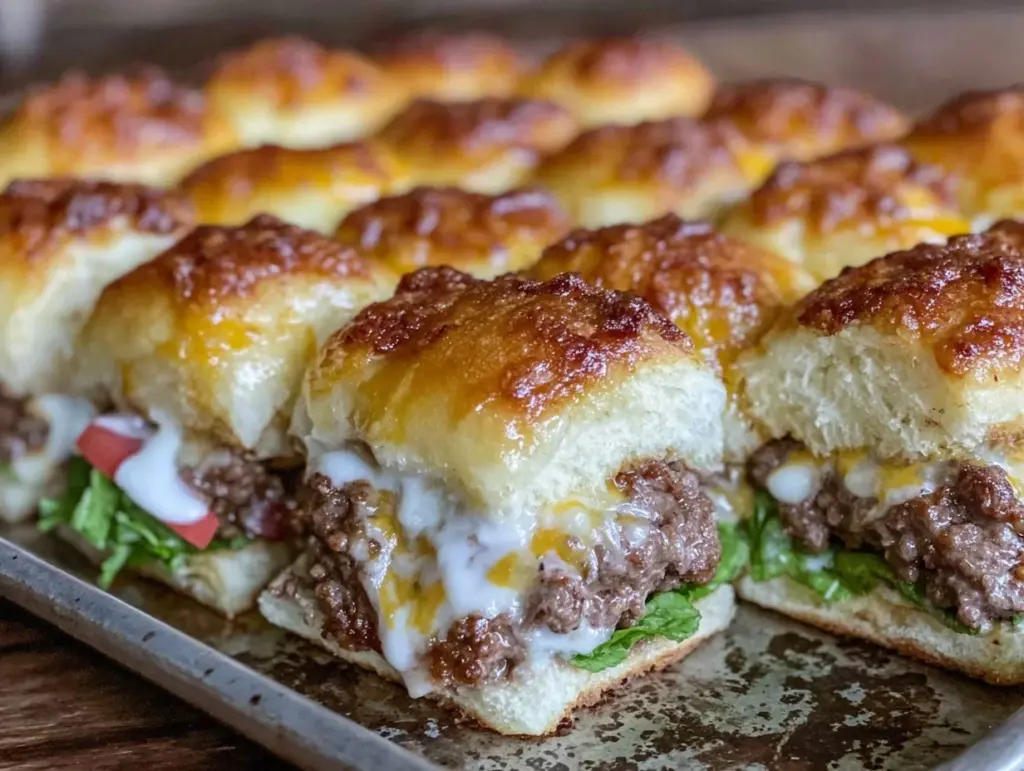 savory cheeseburger sliders on hawaiian rolls - featured image