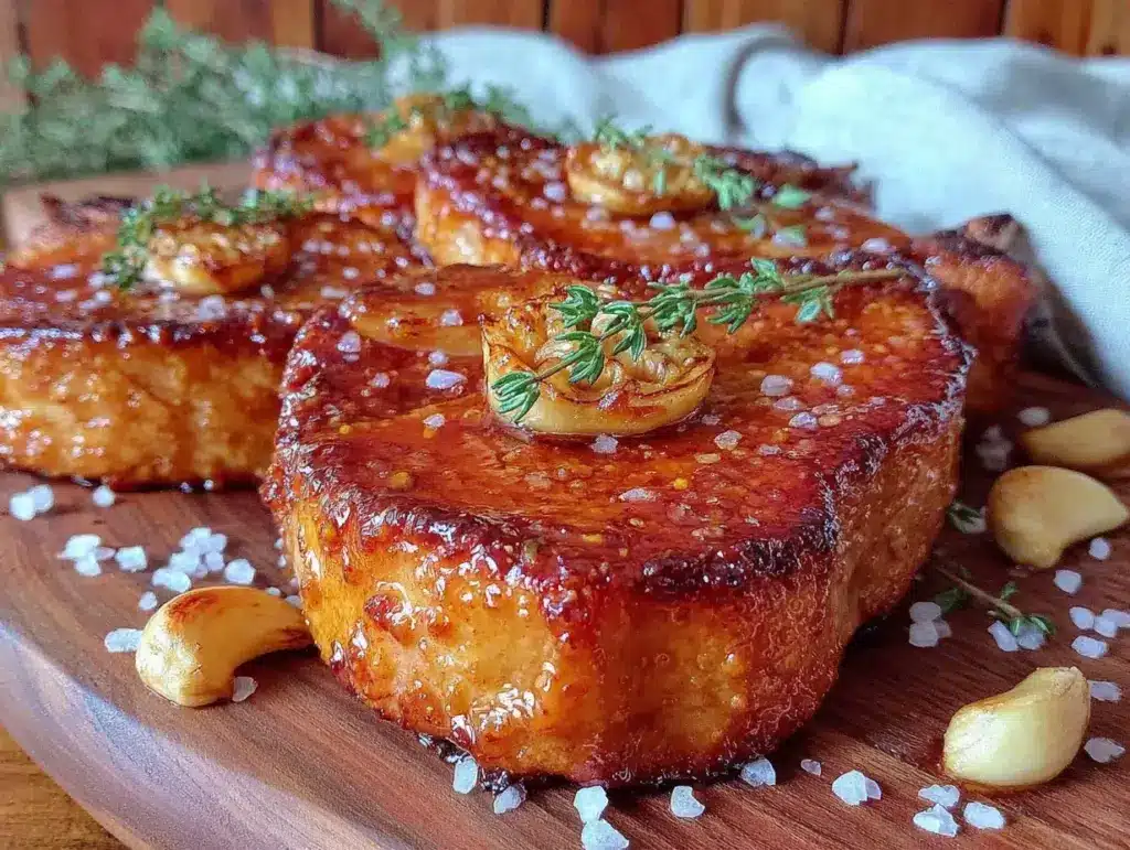 savory honey garlic pork chops - featured image