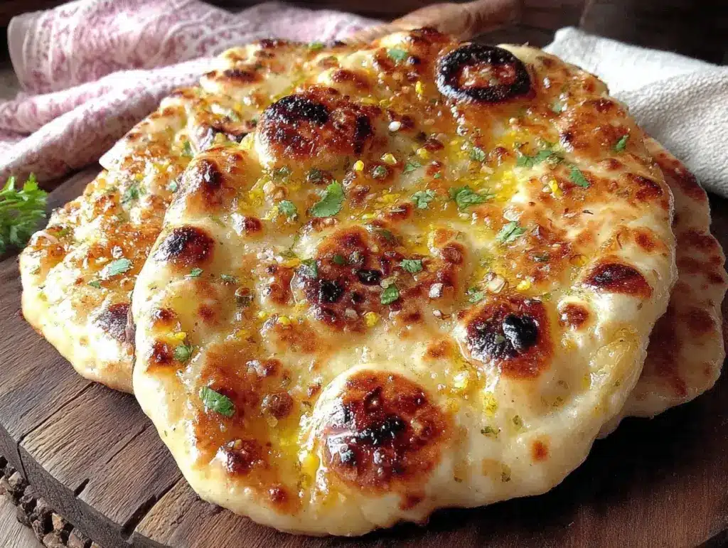 soft fluffy garlic naan bread - featured image