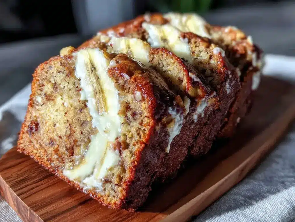 banana bread with cream cheese swirl - featured image
