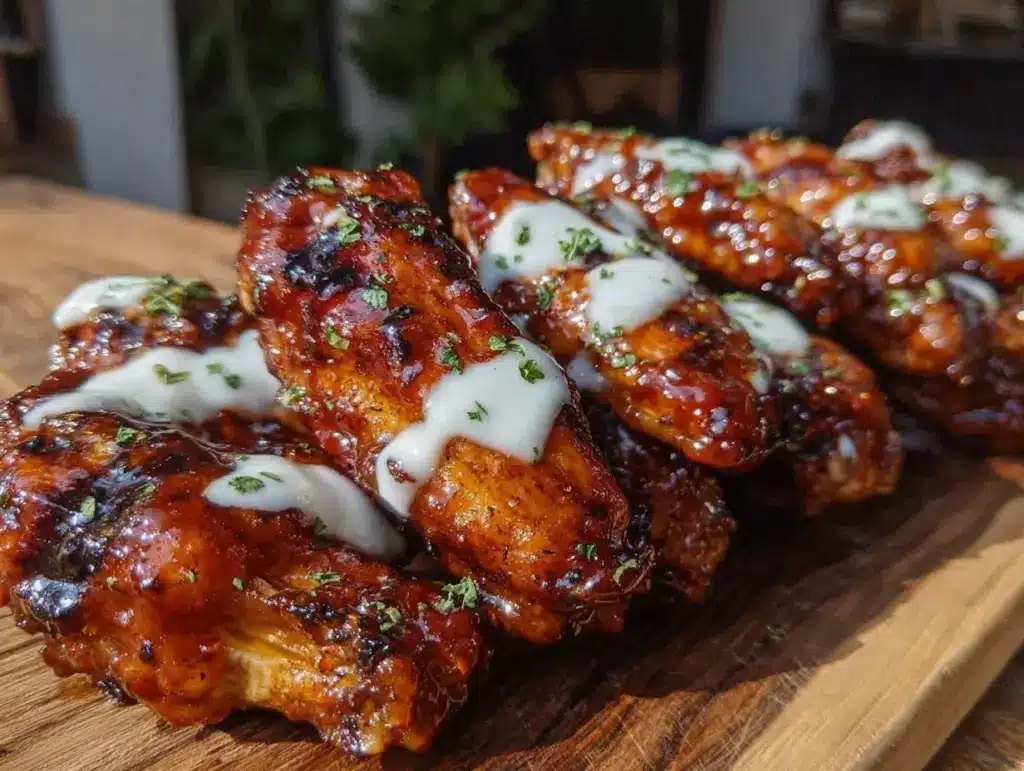 BBQ chicken wings with Alabama white sauce - featured image