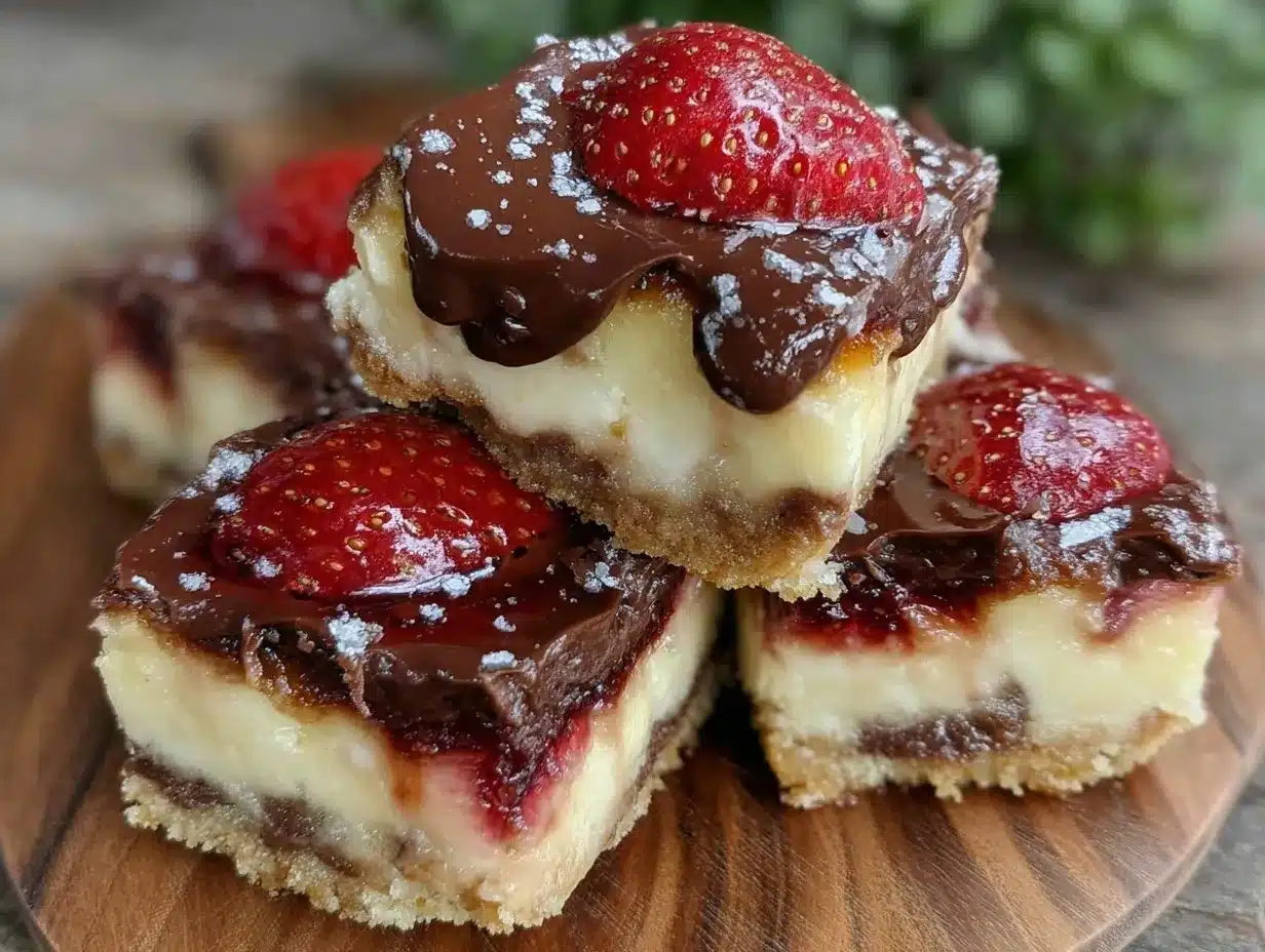 chocolate covered strawberry cheesecake bars preparation steps