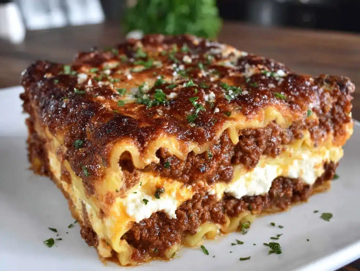 comforting lasagna with meat sauce and ricotta preparation steps