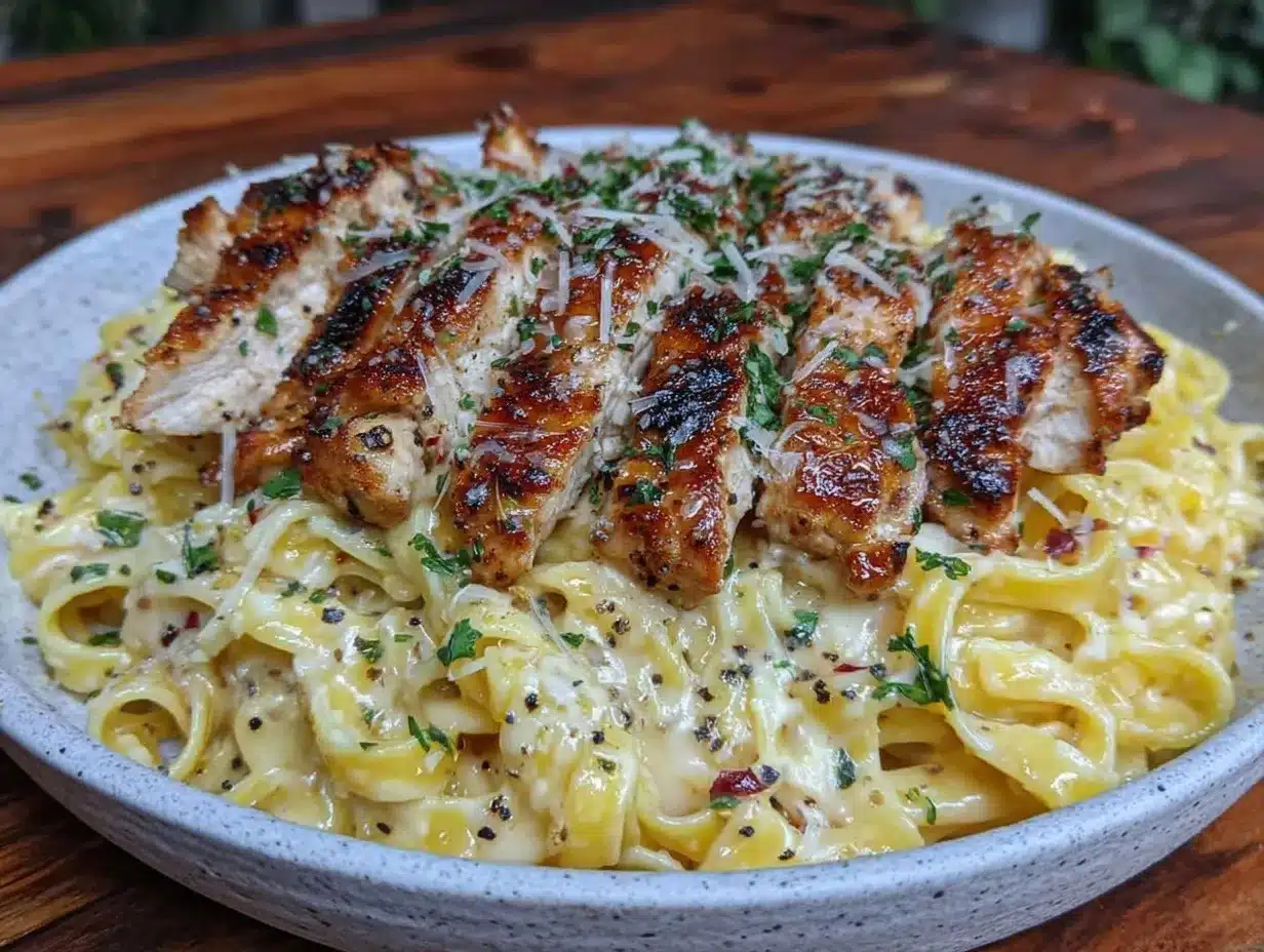 creamy Alfredo pasta with chicken preparation steps