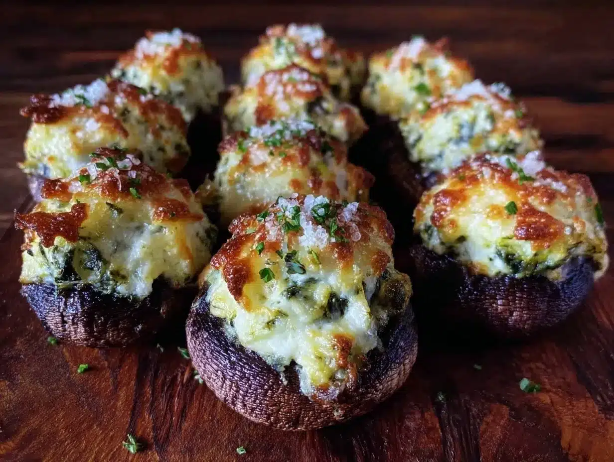 creamy artichoke spinach stuffed mushrooms preparation steps