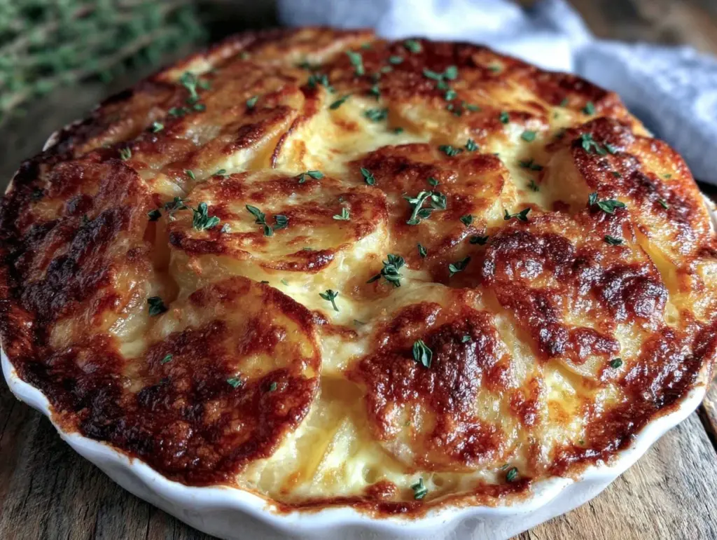 creamy au gratin potatoes with gruyere - featured image