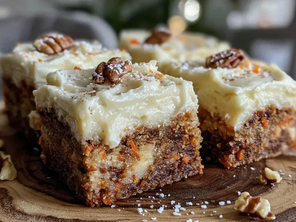 creamy carrot cake cheesecake bars - featured image
