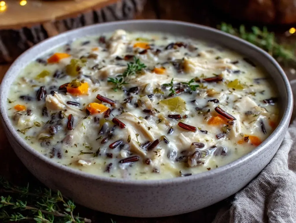 creamy chicken and wild rice soup - featured image