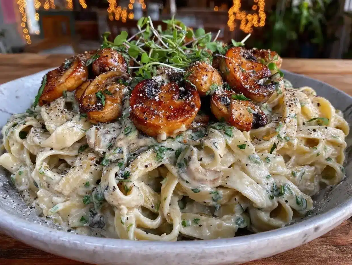 creamy mushroom fettuccine preparation steps